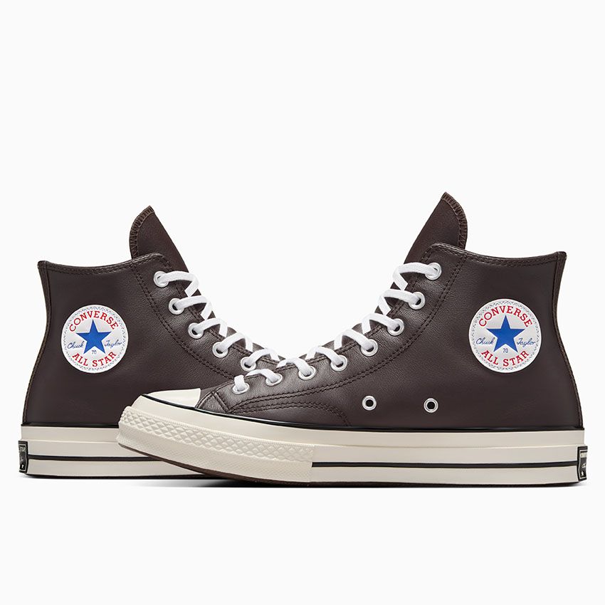 Blue leather high top converse best sale