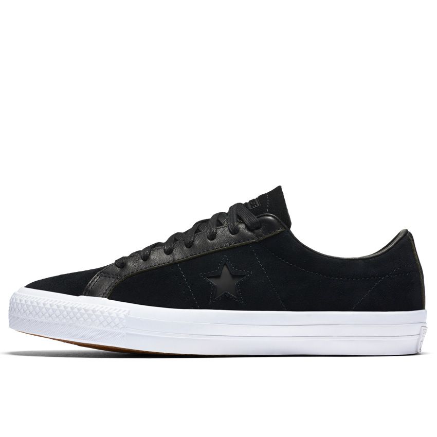 CONS One Star Pro Rub-Off Leather Low Top in Black/White/Black 