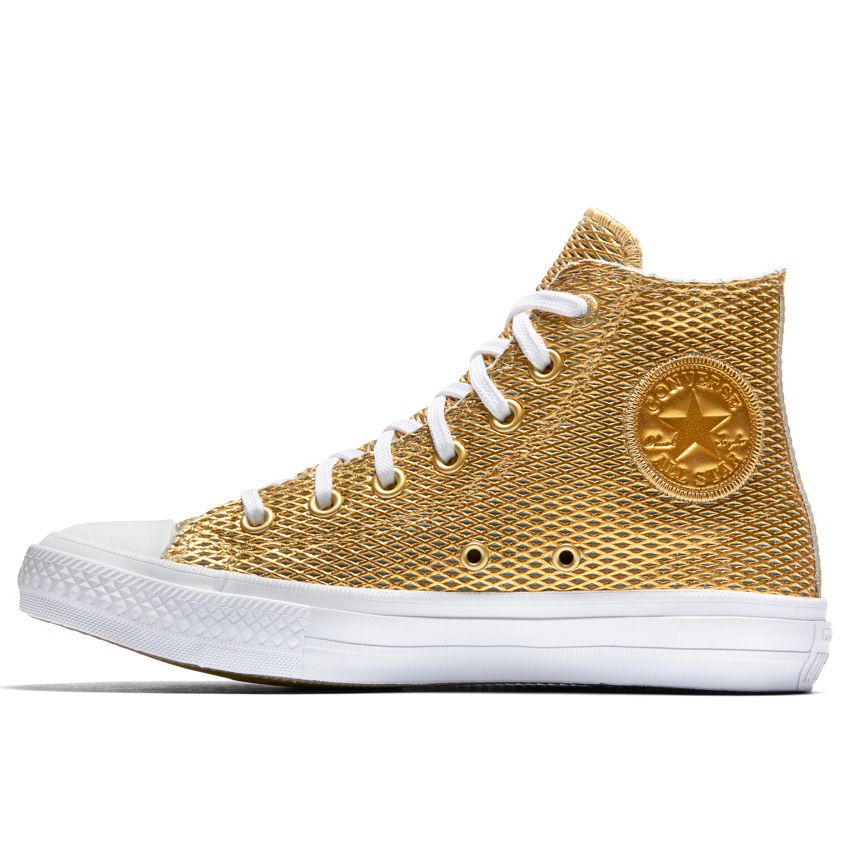 Chuck II Perforated Metallic High Top in Gold/White/White - Converse Canada