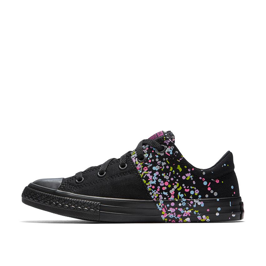 Black outlet confetti converse
