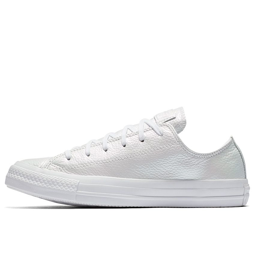 Chuck Taylor All Star Iridescent Leather Low Top in White/White/White ...